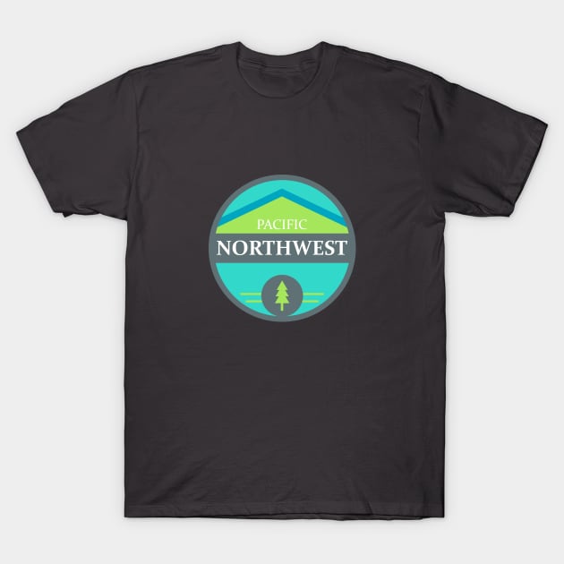 PNW - blue/green circle T-Shirt by jpforrest